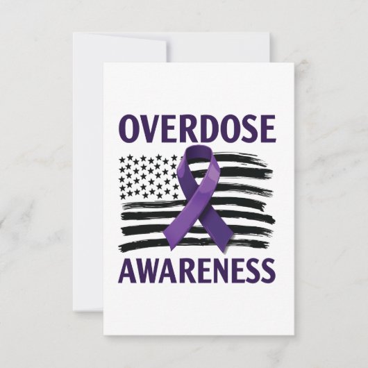 Overdose Awareness Month Amerikaanse vlag lint Save The Date (Voorkant)