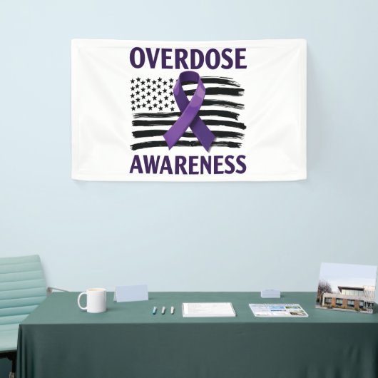 Overdose Awareness Month Amerikaanse vlag lint Spandoek (Beurs)
