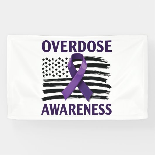 Overdose Awareness Month Amerikaanse vlag lint Spandoek (Horizontaal)