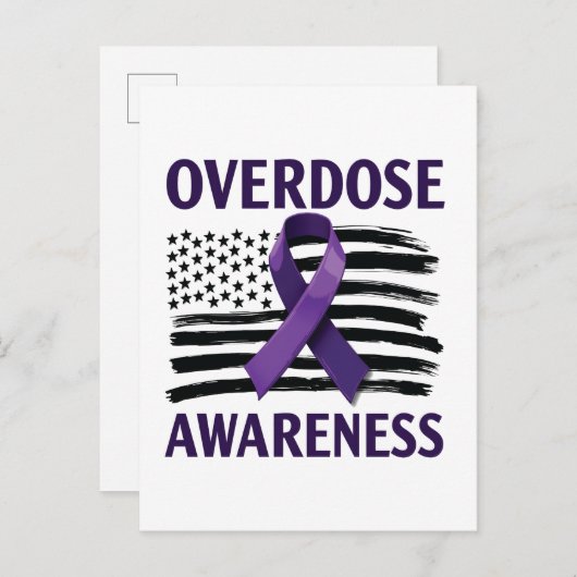 Overdose Awareness Month Amerikaanse vlag lint Uitnodiging Briefkaart (Voorkant / Achterkant)