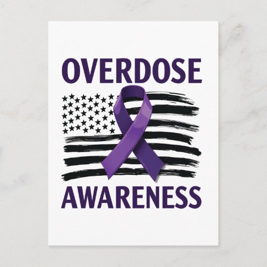 Overdose Awareness Month Amerikaanse vlag lint Uitnodiging Briefkaart (Voorkant)