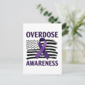 Overdose Awareness Month Amerikaanse vlag lint Uitnodiging Briefkaart (Staand voorkant)