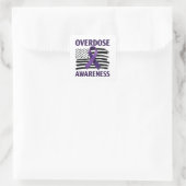 Overdose Awareness Month Amerikaanse vlag lint Vierkante Sticker (Tas)