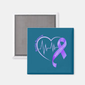 Overdose Awareness Month Purple Ribbon Heart Suprt Magneet (Voorkant / Achterkant)