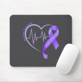 Overdose Awareness Month Purple Ribbon Heart Suprt Muismat (Met muis)