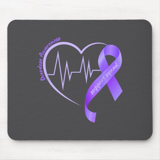 Overdose Awareness Month Purple Ribbon Heart Suprt Muismat (Voorkant)