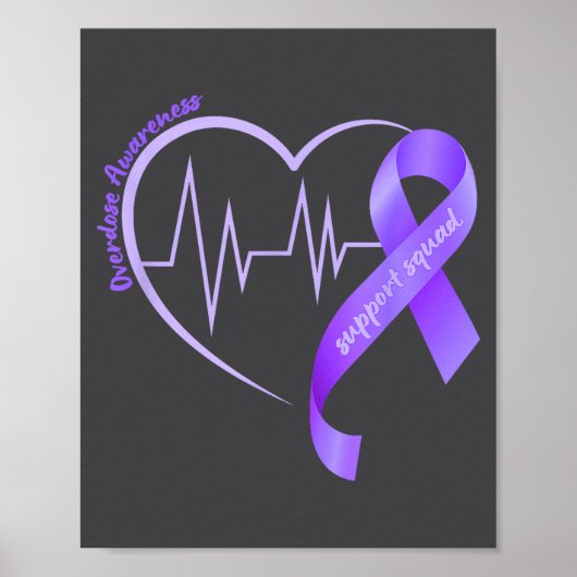 Overdose Awareness Month Purple Ribbon Heart Suprt Poster (Voorkant)