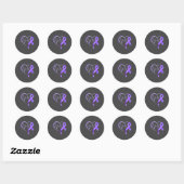 Overdose Awareness Month Purple Ribbon Heart Suprt Ronde Sticker (Vel)