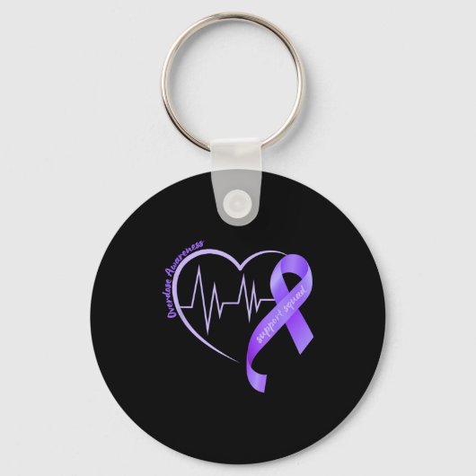 Overdose Awareness Month Purple Ribbon Heart Suprt Sleutelhanger (Voorkant)
