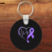 Overdose Awareness Month Purple Ribbon Heart Suprt Sleutelhanger (Voorkant)