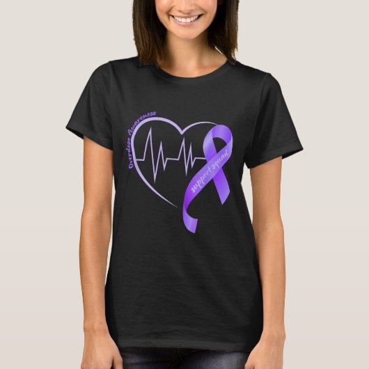Overdose Awareness Month Purple Ribbon Heart Suprt T-shirt (Voorkant)