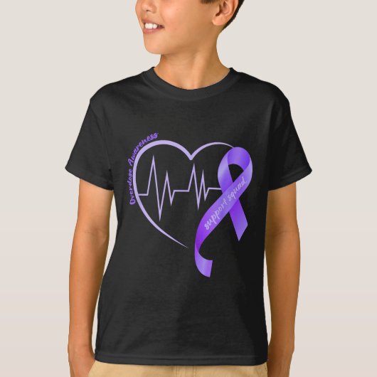 Overdose Awareness Month Purple Ribbon Heart Suprt T-shirt (Voorkant)