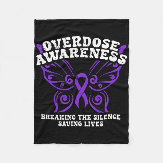 Overdose Awareness Purple Ribbon Drug Addiction 10 Fleece Deken (Voorkant)