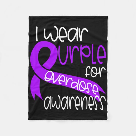 Overdose Awareness Purple Ribbon Drug Addiction 11 Fleece Deken (Voorkant)