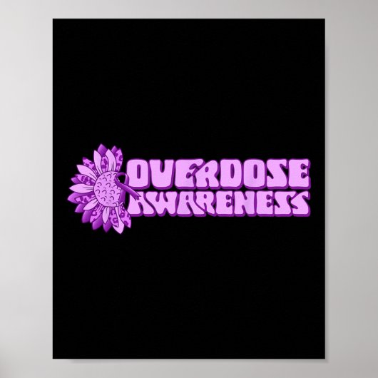 Overdose Awareness Purple Ribbon Drug Addiction 32 Poster (Voorkant)
