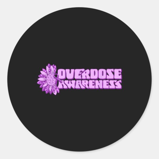 Overdose Awareness Purple Ribbon Drug Addiction 32 Ronde Sticker (Voorkant)
