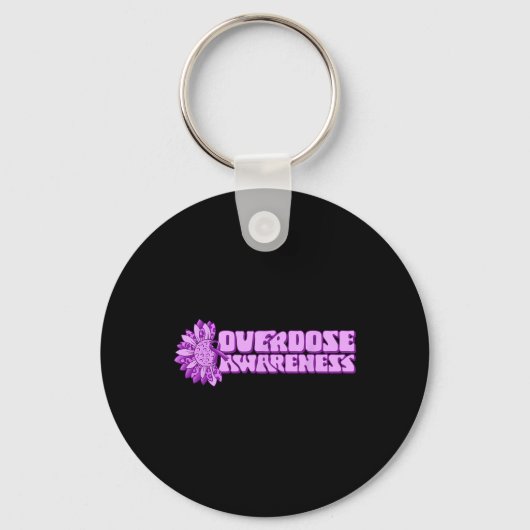 Overdose Awareness Purple Ribbon Drug Addiction 32 Sleutelhanger (Voorkant)