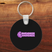 Overdose Awareness Purple Ribbon Drug Addiction 32 Sleutelhanger (Voorkant)