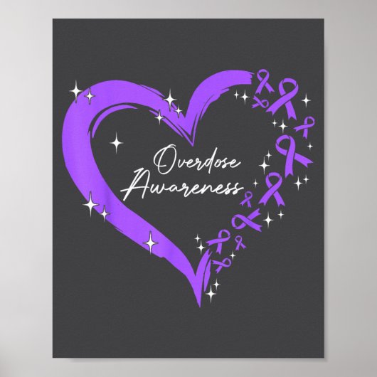 Overdose Awareness Purple Ribbon Drug Addiction He Poster (Voorkant)