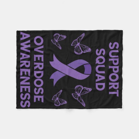 Overdose Awareness Support Squad Butterfly Purple Fleece Deken (Voorkant (Horizontaal))