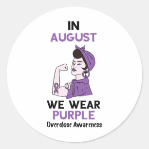 Overdose Bewustzijnsmaand Paarse Lint In Augustus Ronde Sticker