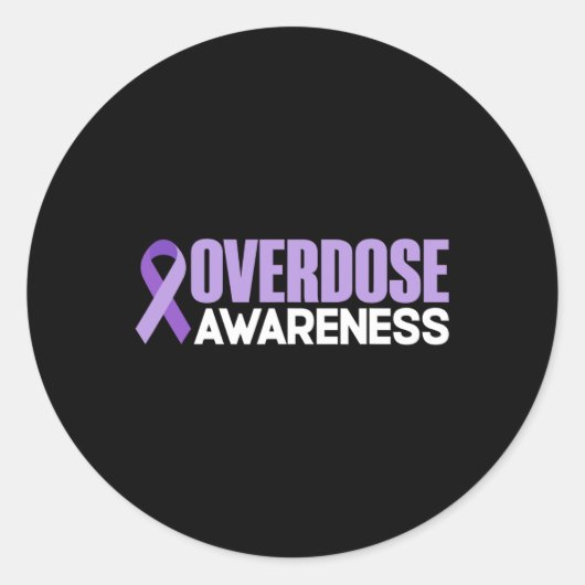 Overdose Dag Lint Overdose Bewustzijn Maand Ronde Sticker (Voorkant)