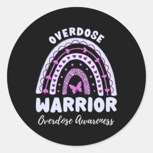 Overdose Warrior Overdosis Bewustzijn Regenboog 1 Ronde Sticker