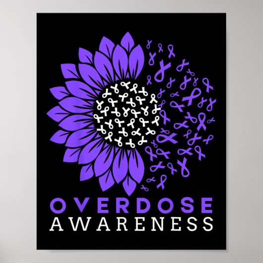 Overdosebewustzijn Maand Zonnebloemlint Paars Poster (Voorkant)