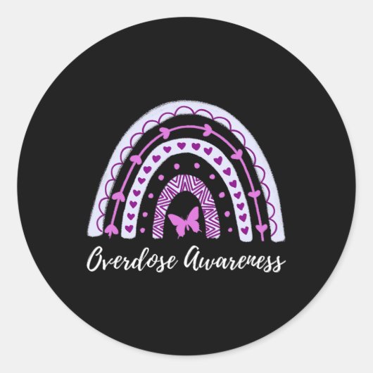 Overdosering Bewustmaking Boho Regenboog Ronde Sticker (Voorkant)