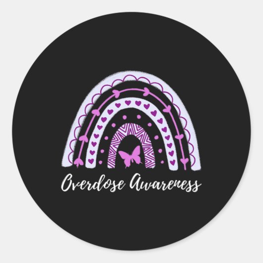 Overdosering Bewustmaking Boho Regenboog Ronde Sticker (Voorkant)