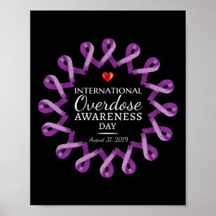 Overdosering Bewustmaking Dag 2019 Paars Lint in M Poster