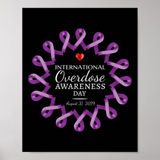 Overdosering Bewustmaking Dag 2019 Paars Lint in M Poster (Voorkant)