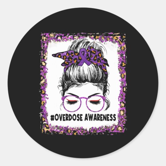 Overdosering Bewustmaking Draag Paarse leopard Mes Ronde Sticker (Voorkant)