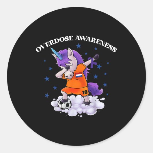 Overdosering Bewustmaking Dubbel Unicorn Paars lin Ronde Sticker (Voorkant)