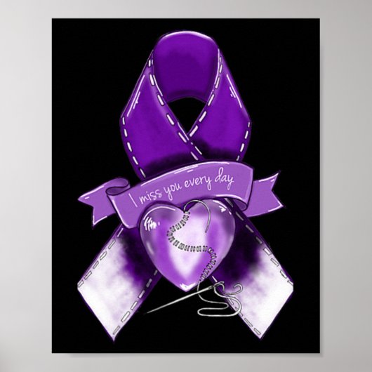 Overdosering Bewustmaking Grafisch Paars Ribbon Poster (Voorkant)
