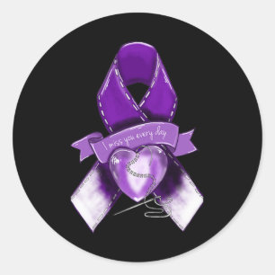 Overdosering Bewustmaking Grafisch Paars Ribbon Ronde Sticker