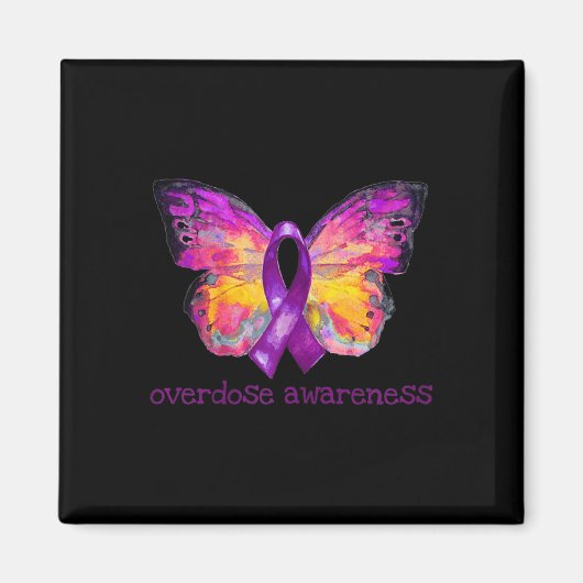 Overdosering Bewustmaking Paars lintbutterfly Grie Magneet (Voorkant)