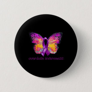 Overdosering Bewustmaking Paars lintbutterfly Grie Ronde Button 5,7 Cm