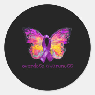 Overdosering Bewustmaking Paars lintbutterfly Grie Ronde Sticker