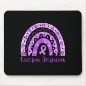 Overdosering Bewustmaking Rainbow Paars Ribbon voo Muismat (Voorkant)