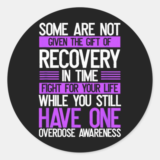 Overdosering Bewustmaking Versterking van Paarse r Ronde Sticker (Voorkant)
