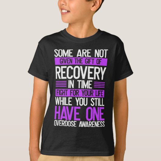Overdosering Bewustmaking Versterking van Paarse r T-shirt (Voorkant)