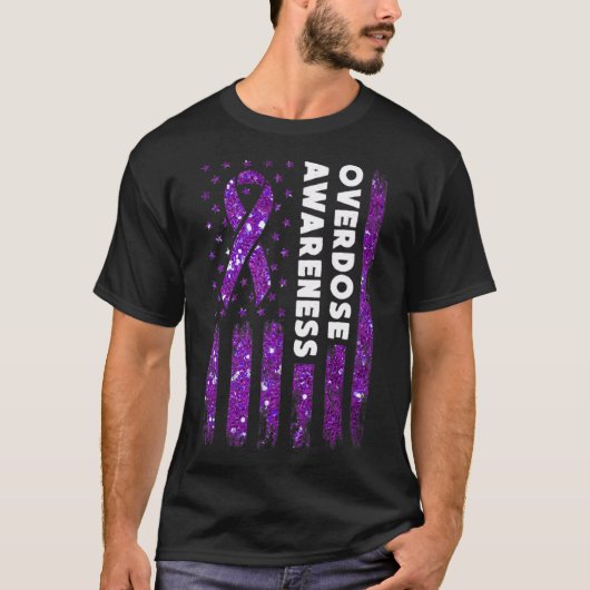 Overdosering Bewustmaking Vlag Pruple Ribbon Addic T-shirt (Voorkant)