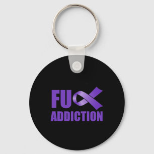 Overdosering Bewustzijnsdag Paars Ribbon FU Addica Sleutelhanger