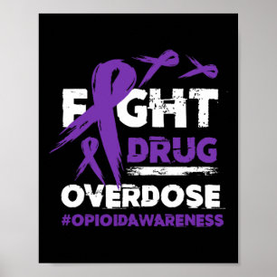 Overdosering van geneesmiddelen Pruple Ribbon Opio Poster
