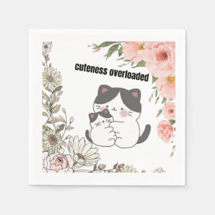 Overdosis aan knuffelkatten met bloemenprint papie servet