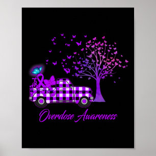 Overdosis Awareness Butterfly Ribbon Paarse Poster