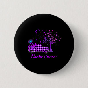 Overdosis Awareness Butterfly Ribbon Paarse Ronde Button 5,7 Cm