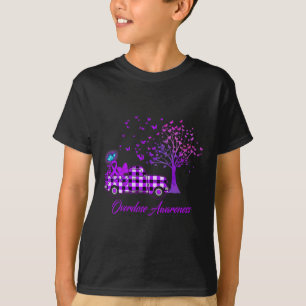 Overdosis Awareness Butterfly Ribbon Paarse T-shirt