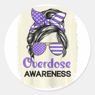 Overdosis Awareness Day 2022 Paarse lint 1 Ronde Sticker